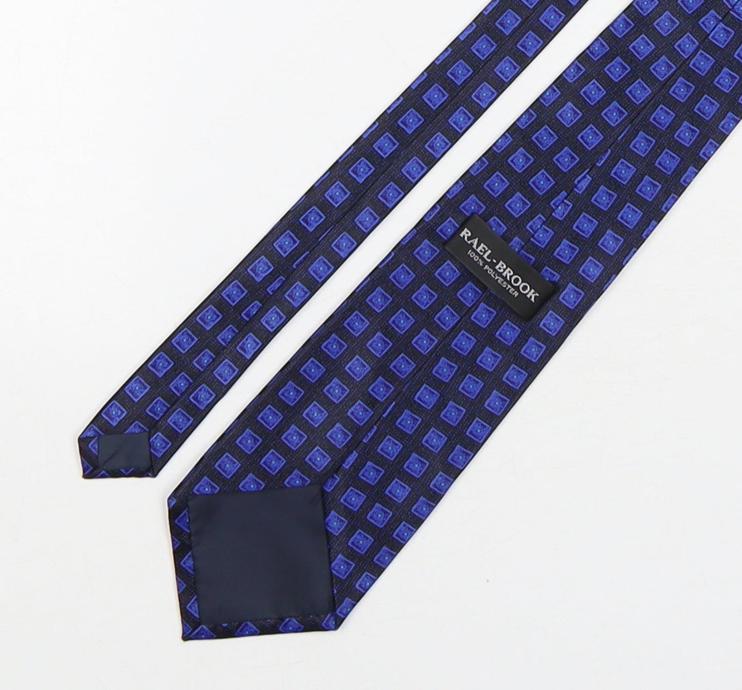 Rael Brook Mens Blue Geometric Polyester Pointed Tie One Size