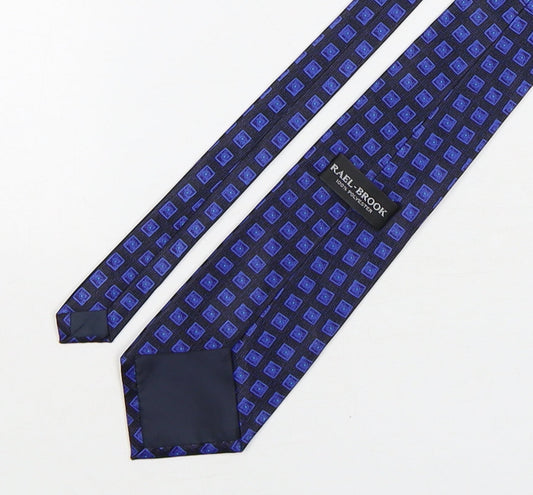 Rael Brook Mens Blue Geometric Polyester Pointed Tie One Size