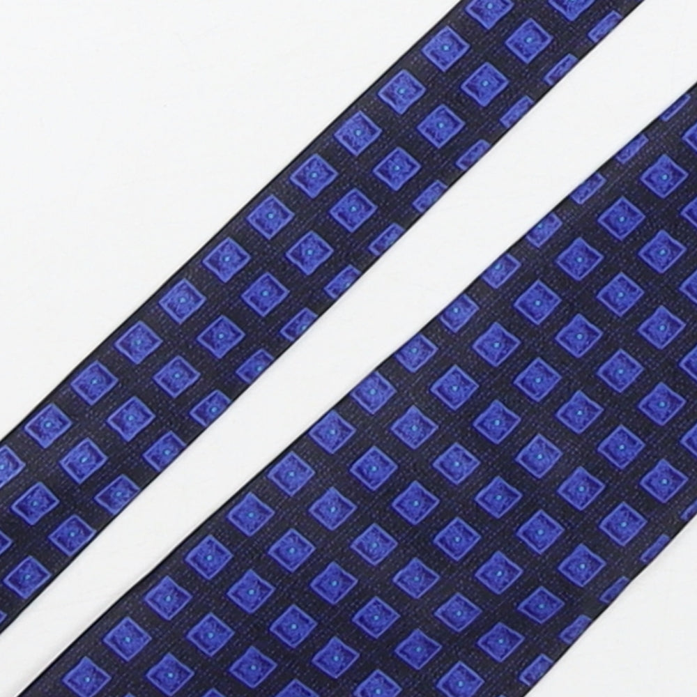 Rael Brook Mens Blue Geometric Polyester Pointed Tie One Size