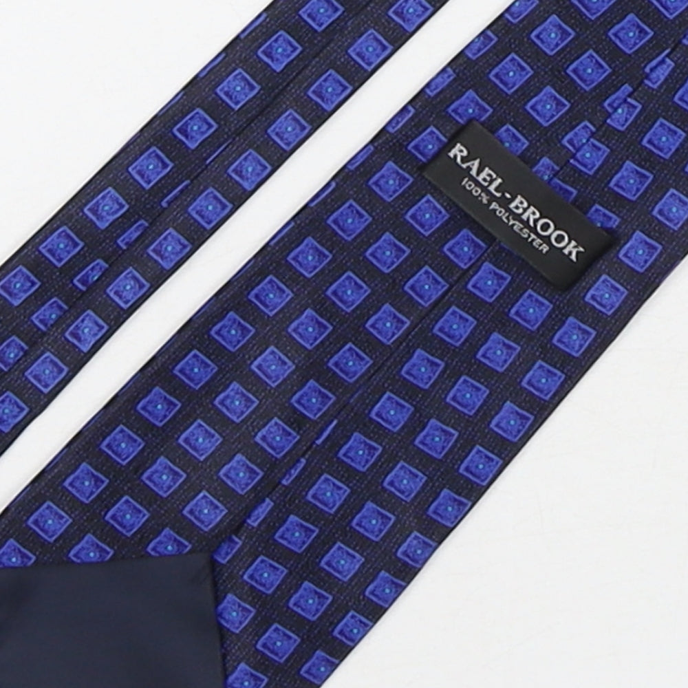 Rael Brook Mens Blue Geometric Polyester Pointed Tie One Size