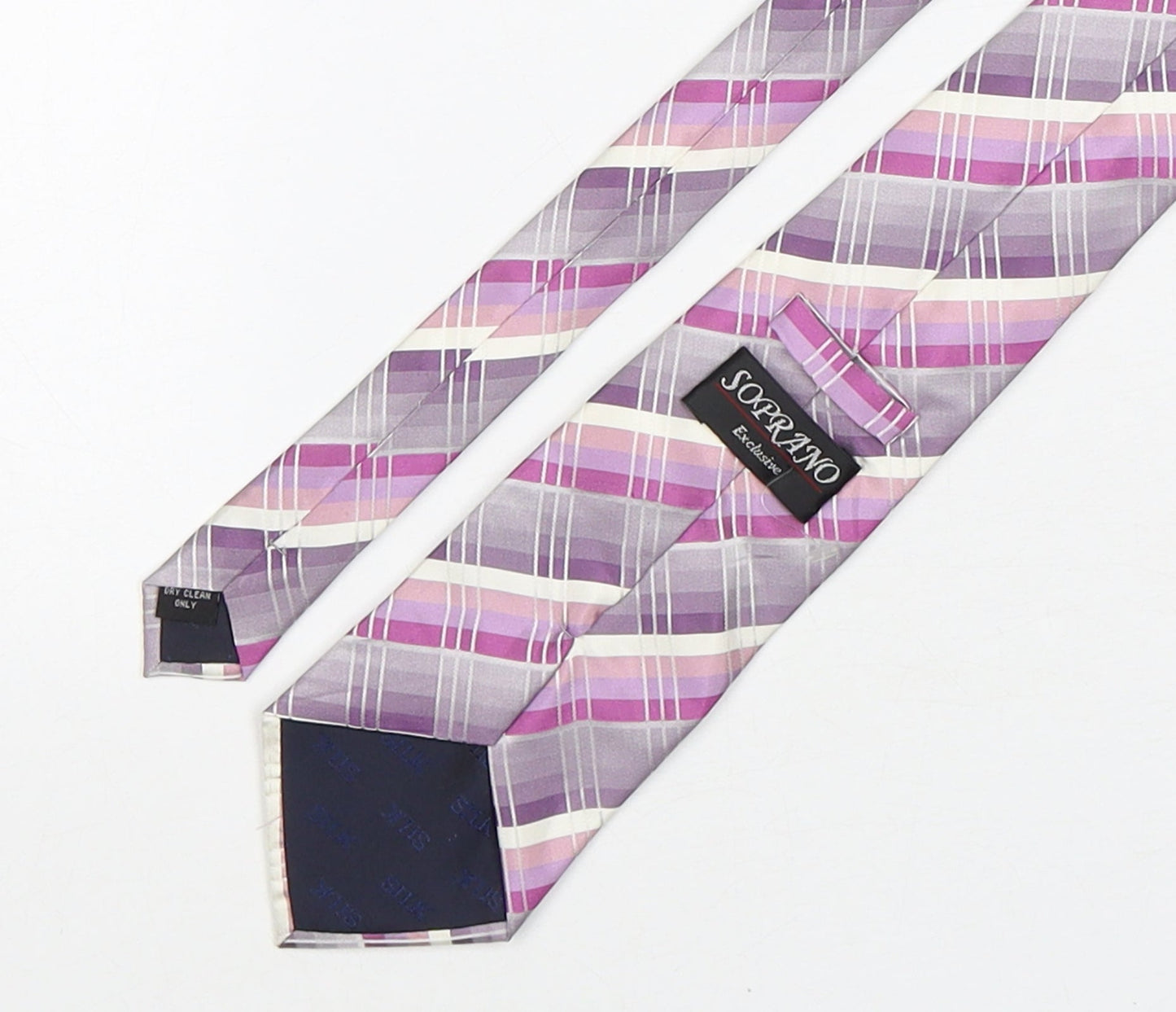 Soprano Mens Multicoloured Plaids & Checks Silk Pointed Tie One Size