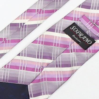 Soprano Mens Multicoloured Plaids & Checks Silk Pointed Tie One Size