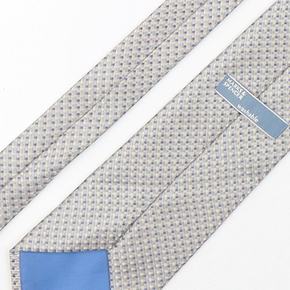 Marks and Spencer Mens Multicoloured Plaids & Checks Polyester Pointed Tie One Size