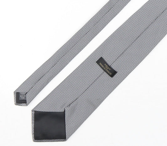 Marks and Spencer Mens Grey Geometric Polyester Pointed Tie One Size
