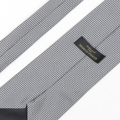 Marks and Spencer Mens Grey Geometric Polyester Pointed Tie One Size