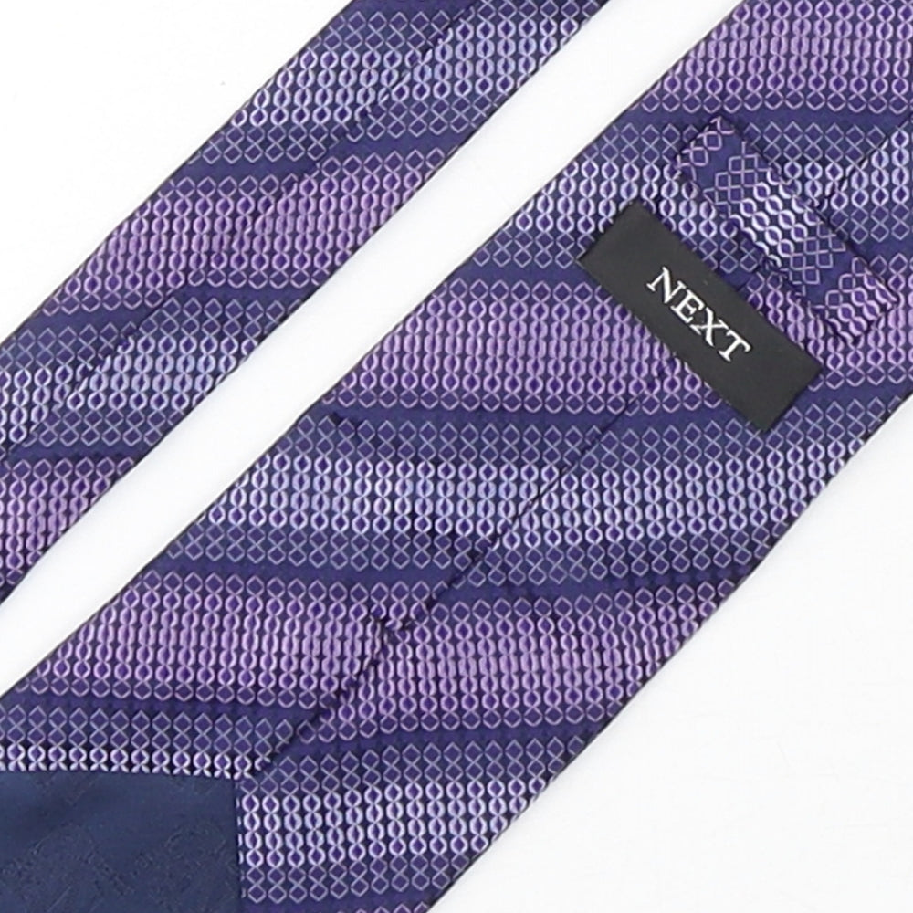 NEXT Mens Purple Geometric Silk Pointed Tie One Size