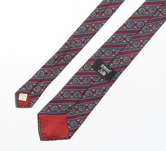 StMichael Mens Multicoloured Striped Silk Pointed Tie One Size
