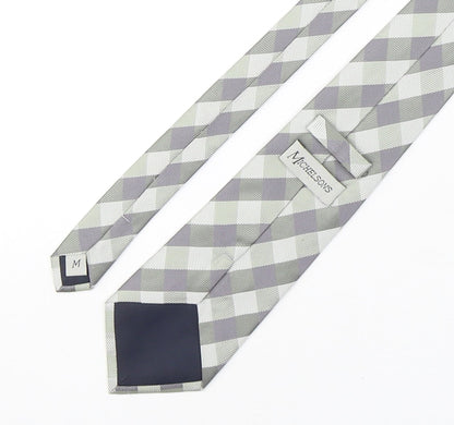 Michelsons Mens Multicoloured Plaids & Checks Silk Pointed Tie One Size