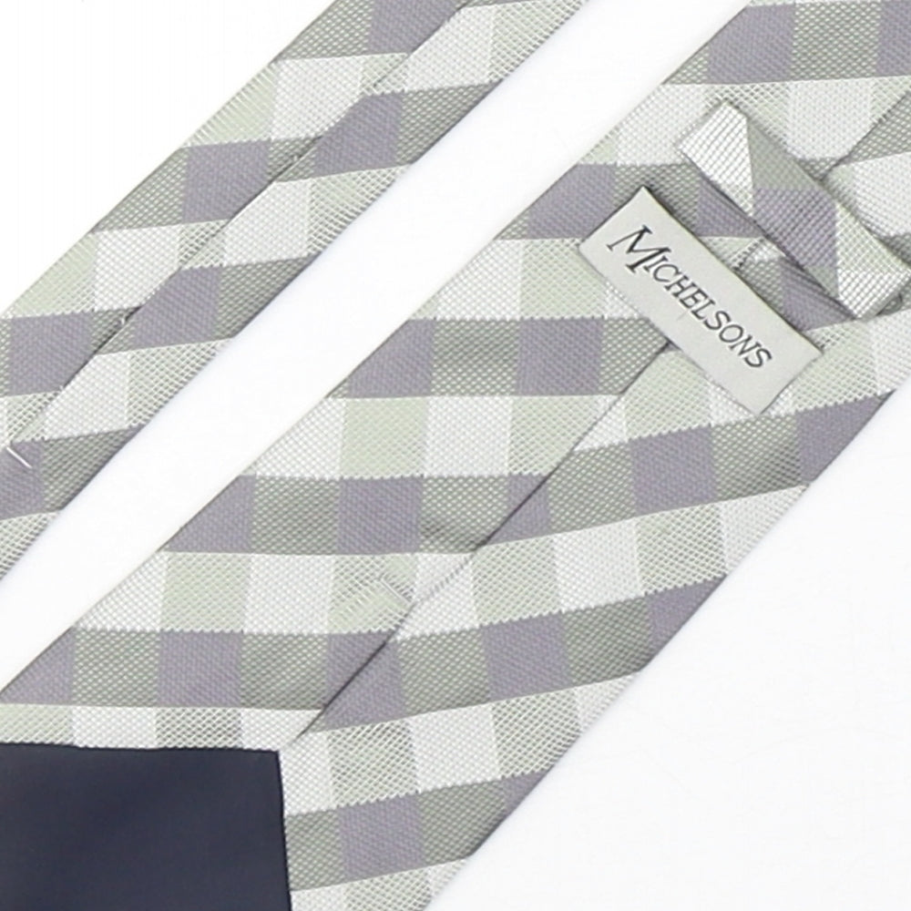 Michelsons Mens Multicoloured Plaids & Checks Silk Pointed Tie One Size