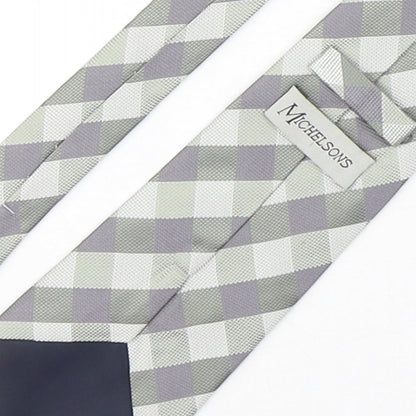 Michelsons Mens Multicoloured Plaids & Checks Silk Pointed Tie One Size