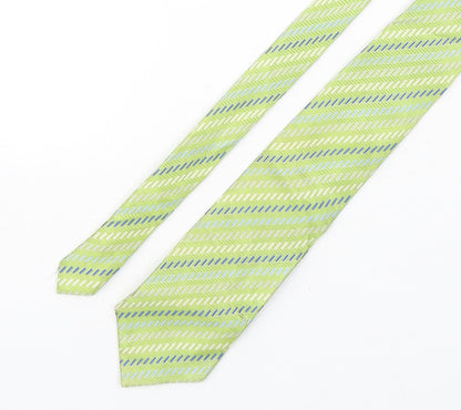 Steel & Jelly Mens Green Striped Silk Pointed Tie One Size