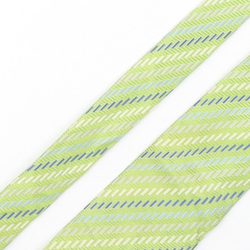 Steel & Jelly Mens Green Striped Silk Pointed Tie One Size