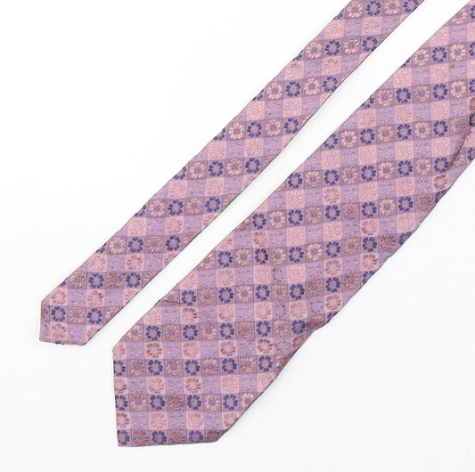 PreWorn  Mens Pink Floral Silk Pointed Tie One Size