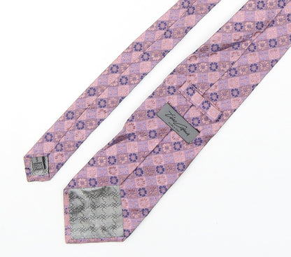 PreWorn  Mens Pink Floral Silk Pointed Tie One Size