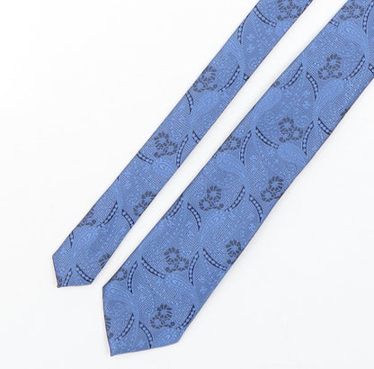 Mens Charlton Gray Blue Paisley  Pointed Tie
