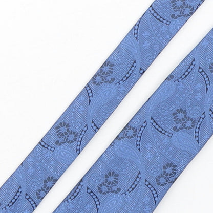 Mens Charlton Gray Blue Paisley  Pointed Tie