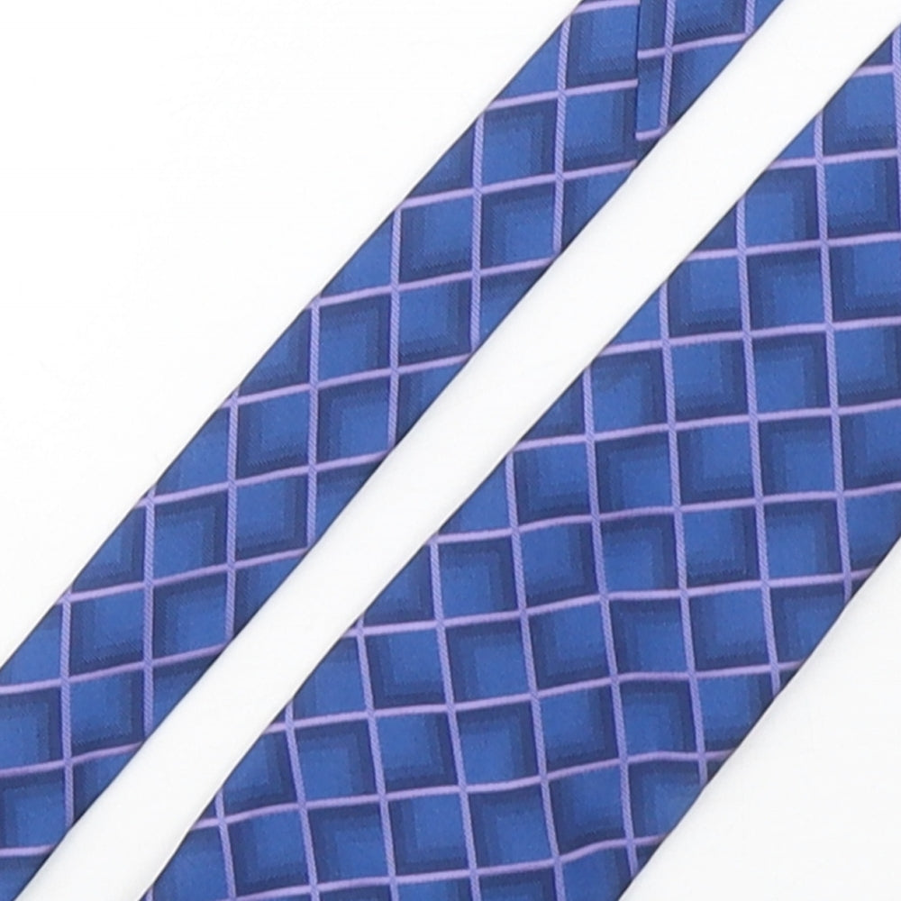 Mens Debenhams Blue Plaids & Checks  Pointed Tie