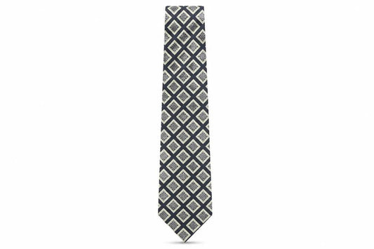 Front view of Burton men’s multicoloured geometric polyester pointed tie one size