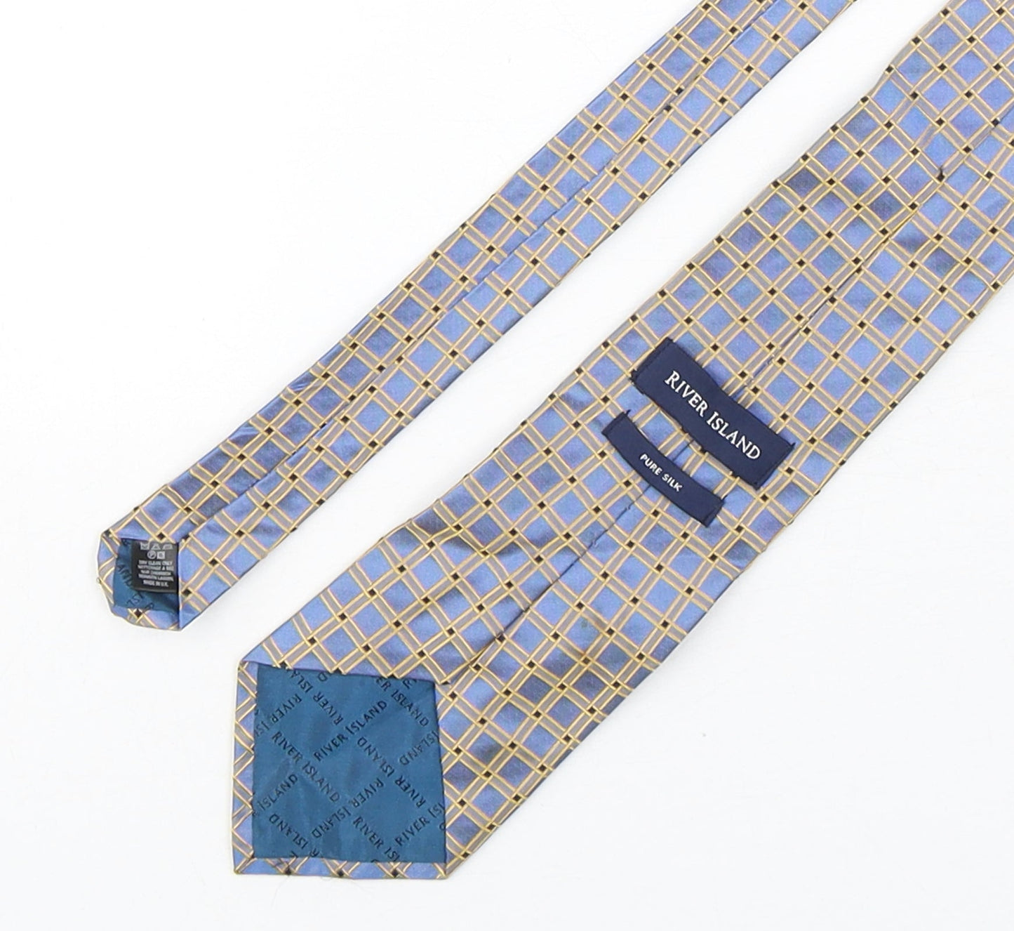 River Island  Mens Multicoloured Plaids & Checks Silk Pointed Tie One Size