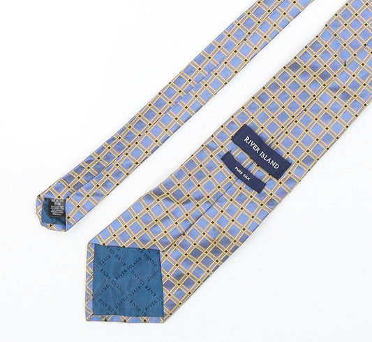 River Island  Mens Multicoloured Plaids & Checks Silk Pointed Tie One Size