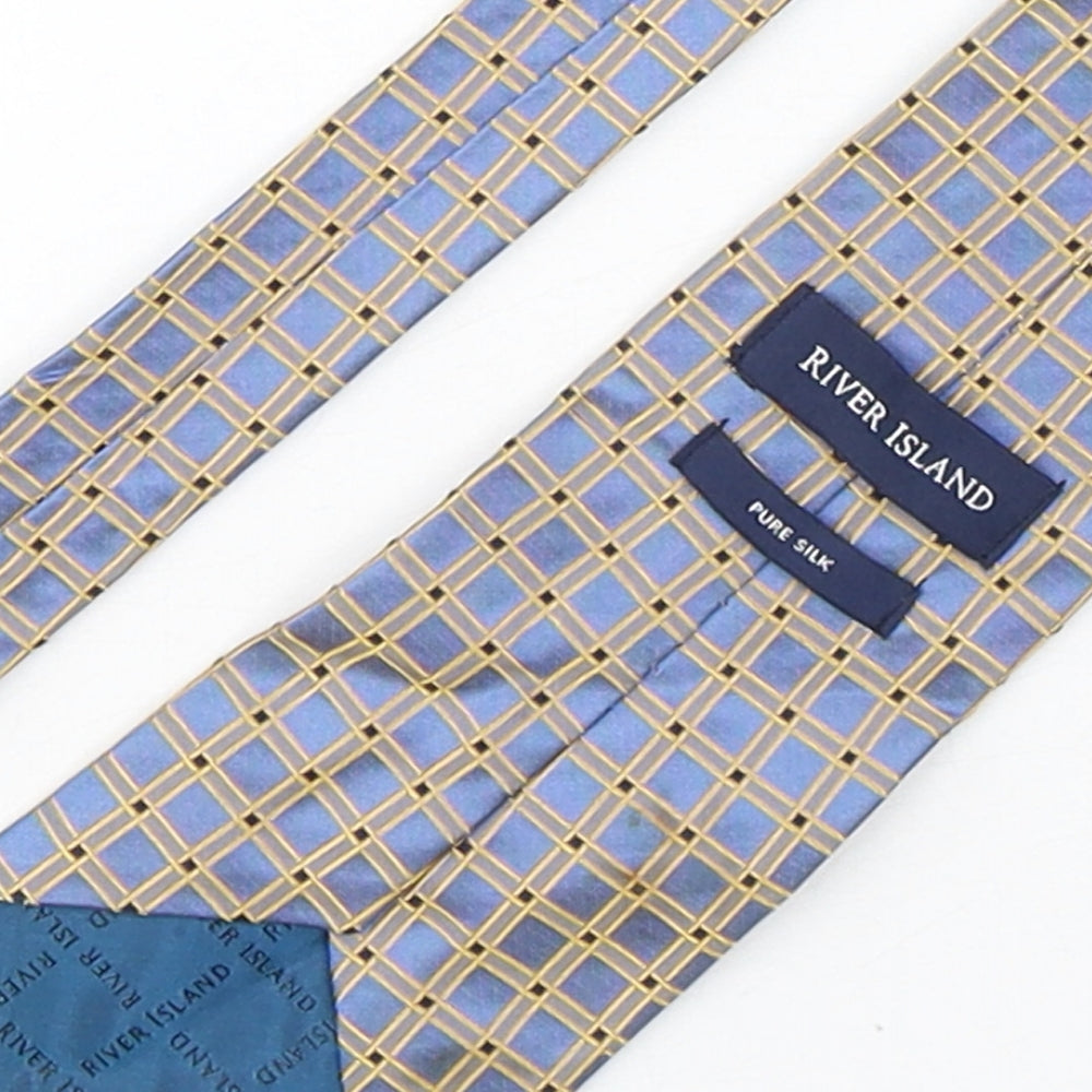 River Island  Mens Multicoloured Plaids & Checks Silk Pointed Tie One Size