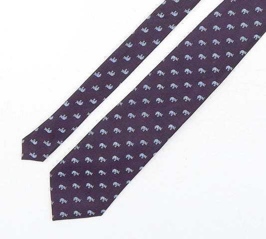 Osborne  Mens Multicoloured Geometric Silk Pointed Tie One Size - Elephants