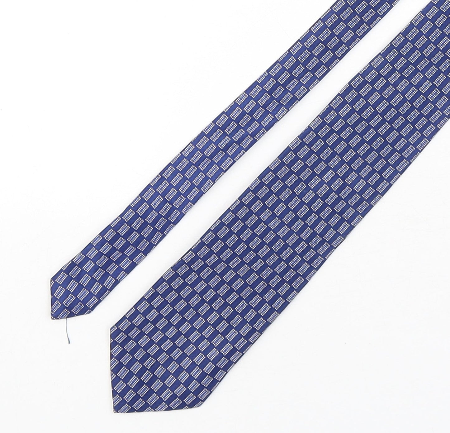 Marks and Spencer Mens Blue Geometric Silk Pointed Tie One Size