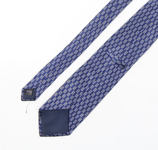Marks and Spencer Mens Blue Geometric Silk Pointed Tie One Size