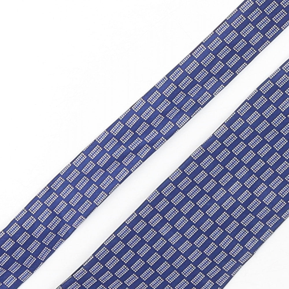 Marks and Spencer Mens Blue Geometric Silk Pointed Tie One Size