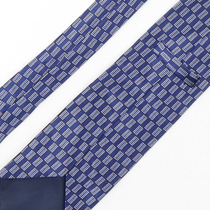Marks and Spencer Mens Blue Geometric Silk Pointed Tie One Size