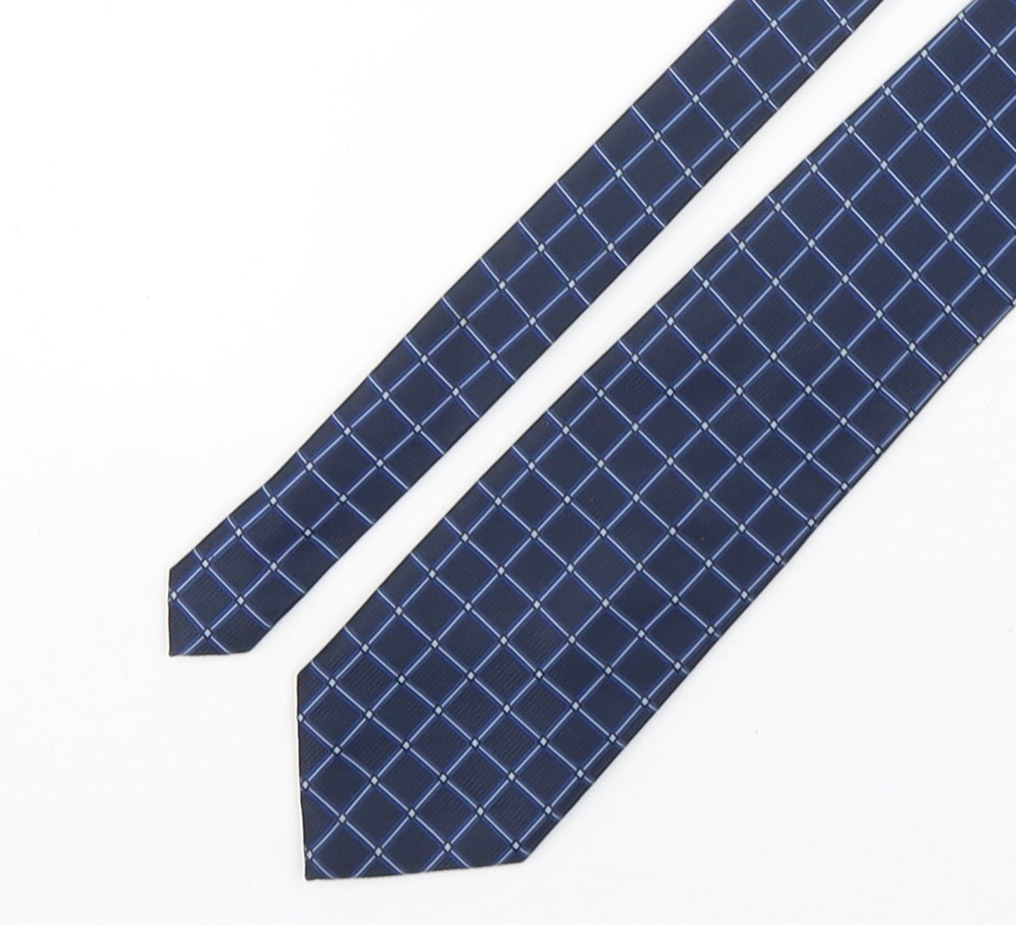 NEXT Mens Blue Plaids & Checks Polyester Pointed Tie One Size