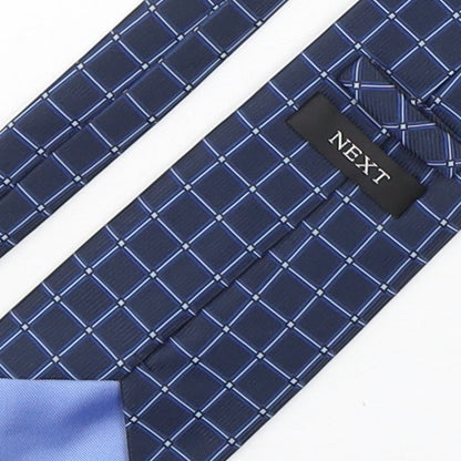 NEXT Mens Blue Plaids & Checks Polyester Pointed Tie One Size