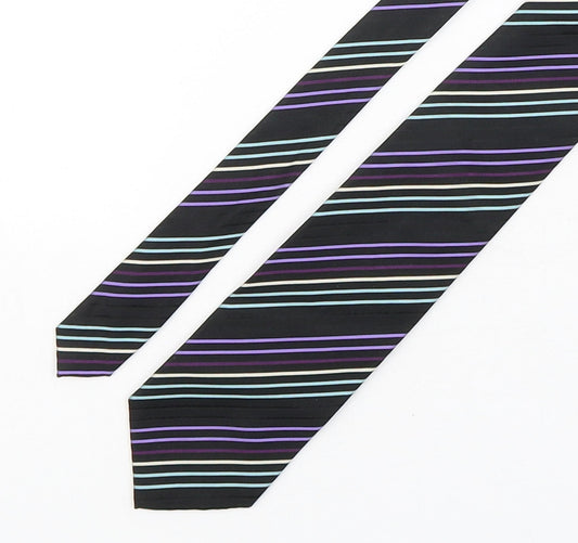 Autograph Mens Multicoloured Striped Silk Pointed Tie One Size