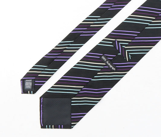 Autograph Mens Multicoloured Striped Silk Pointed Tie One Size