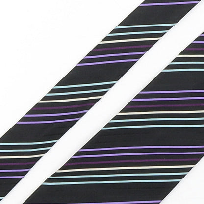 Autograph Mens Multicoloured Striped Silk Pointed Tie One Size