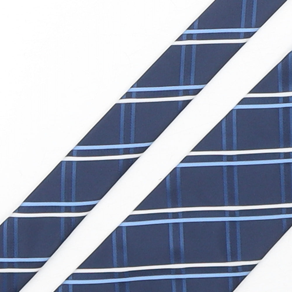 Marks and Spencer Mens Blue Plaids & Checks Polyester Pointed Tie One Size