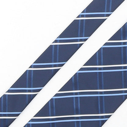 Marks and Spencer Mens Blue Plaids & Checks Polyester Pointed Tie One Size