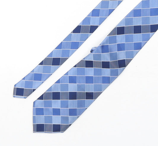 Loxley  Mens Blue Plaids & Checks Polyester Pointed Tie One Size