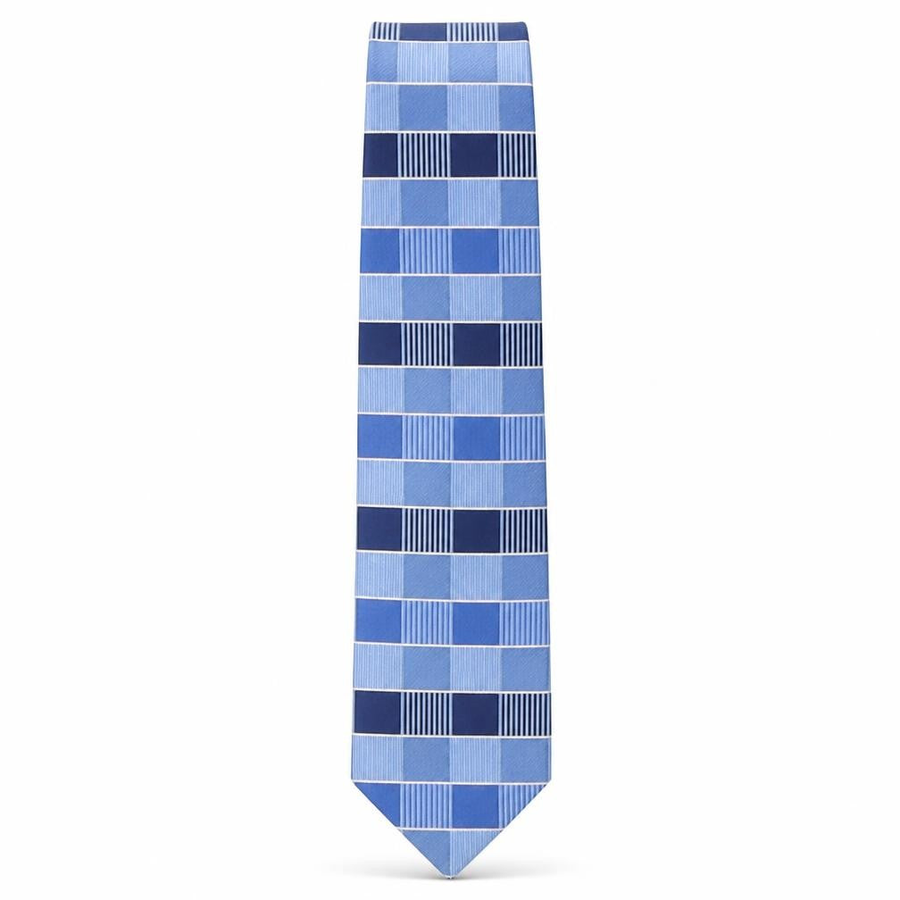 Mens Loxley Blue Plaids & Checks  Pointed Tie
