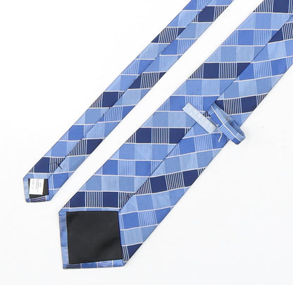 Loxley  Mens Blue Plaids & Checks Polyester Pointed Tie One Size