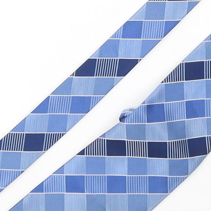 Loxley  Mens Blue Plaids & Checks Polyester Pointed Tie One Size
