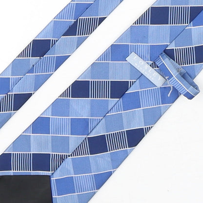 Loxley  Mens Blue Plaids & Checks Polyester Pointed Tie One Size