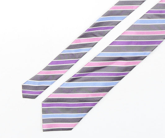 Marks and Spencer Mens Multicoloured Striped Silk Pointed Tie One Size