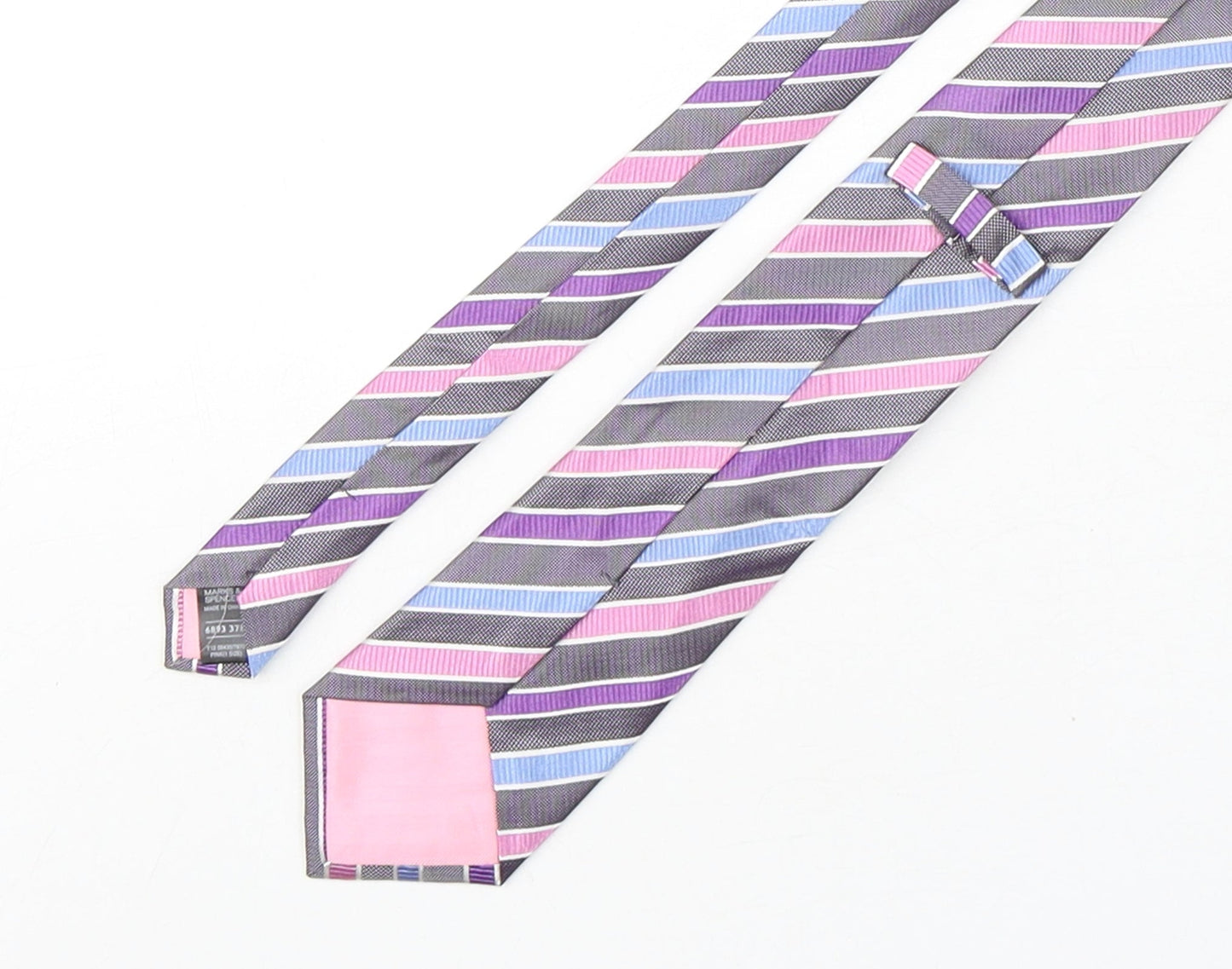 Marks and Spencer Mens Multicoloured Striped Silk Pointed Tie One Size