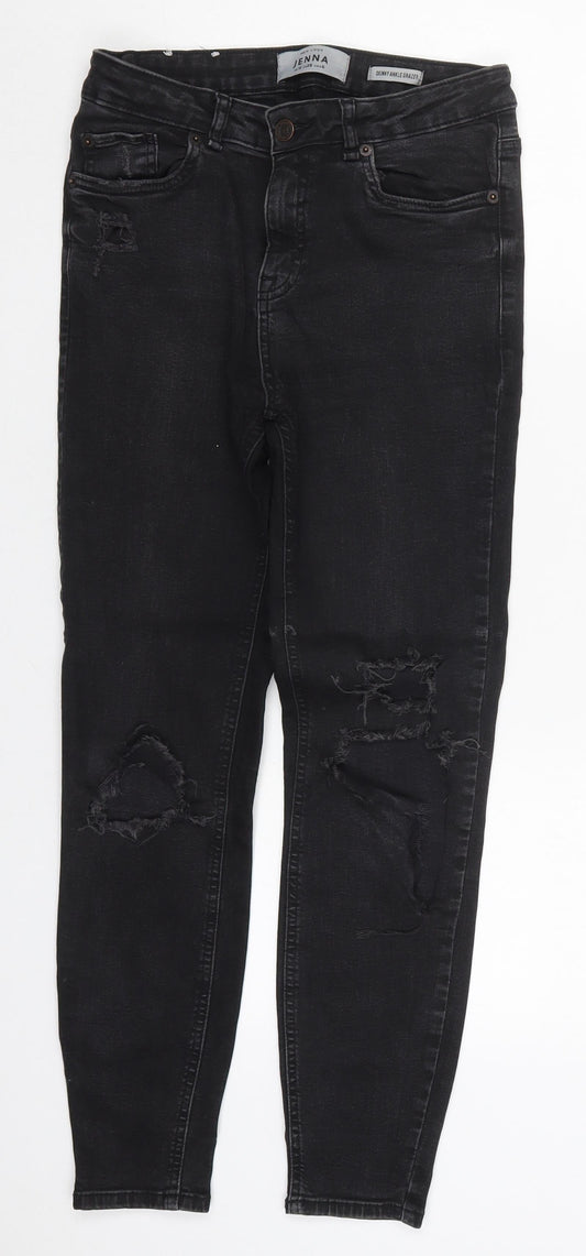 New Look Womens Black  Cotton Skinny Jeans Size 10 L27 in Regular Button