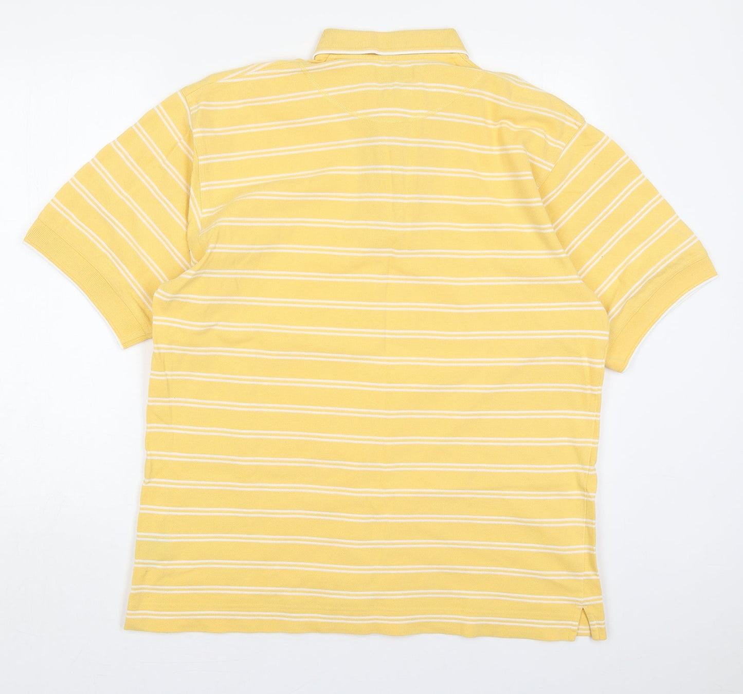 Cutter & Buck Mens Yellow Striped Cotton  Polo Size M Collared Pullover
