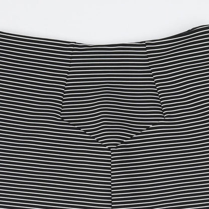 Topshop Womens Black Striped Polyester A-Line Skirt Size 10   Zip