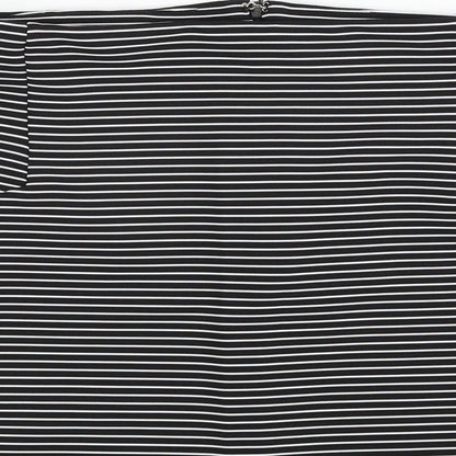 Topshop Womens Black Striped Polyester A-Line Skirt Size 10   Zip
