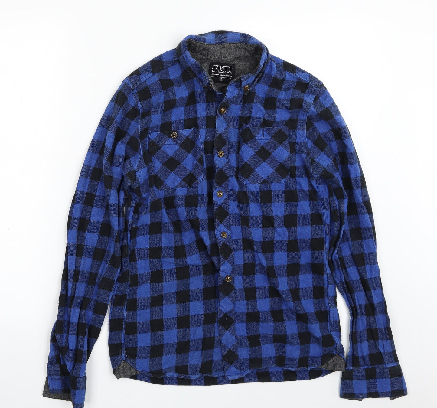 Mens UK Size S dSTRUCT Blue  Button-Up Long Sleeve Casual Shirt