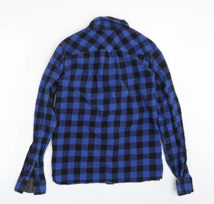 Mens UK Size S dSTRUCT Blue  Button-Up Long Sleeve Casual Shirt